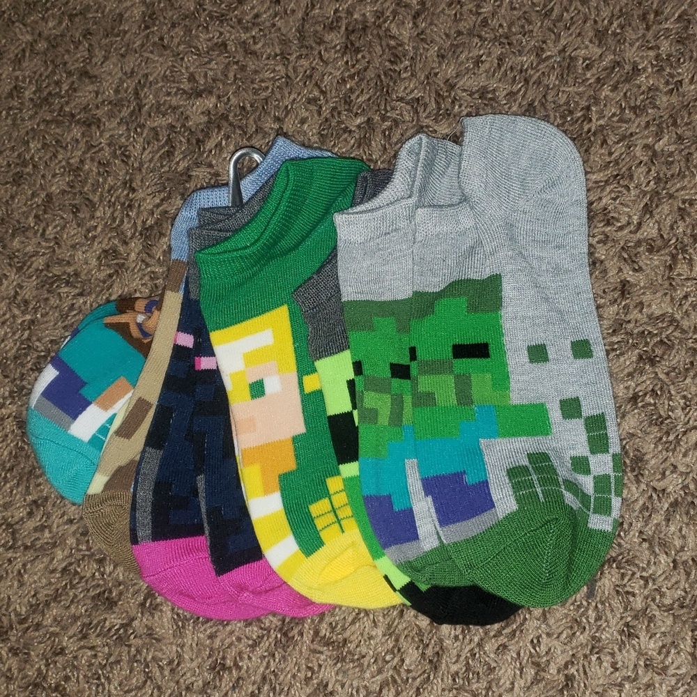 Minecraft No Show Ankle Socks New Pack Boys Large